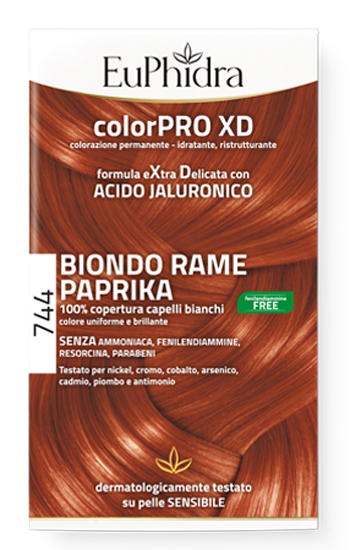 euphidra colorpro gel colorante capelli xd 744 paprika 50 ml in flacone + attivante + balsamo + guanti donna