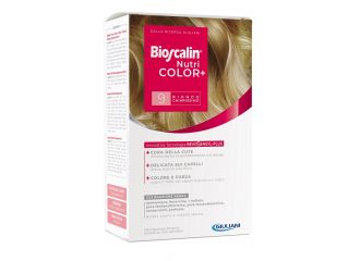 Bioscalin nutricolor plus 9 biondo chiarissimo crema colorante 40 ml + rivelatore crema 60 ml + shampoo 12 ml + trattamento finale balsamo 12 ml
